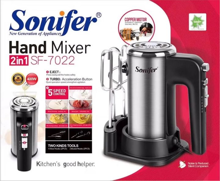 Sonifer Electric Food Mixer Hand Blender Dough Blender Egg Beater Hand Mixer SF- 7022
