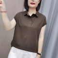 Polo collar short sleeved T-shirt women's clothing 2023 new versatile bat sleeve for middle-aged and elderly mothers top i. 