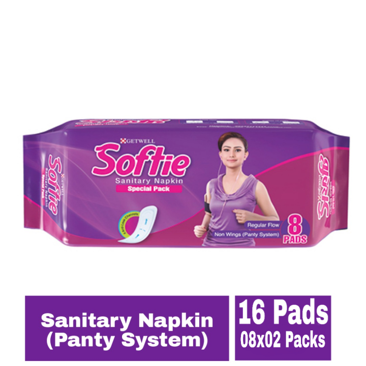 16 Pads Softie Sanitary Napkin (02 Packs X 08 Pads)