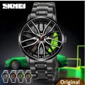 Inspired by skemi Waterproof Stainless Steel Quartz Car Wheel Rim Hub Design Men's Wrist Watch. 