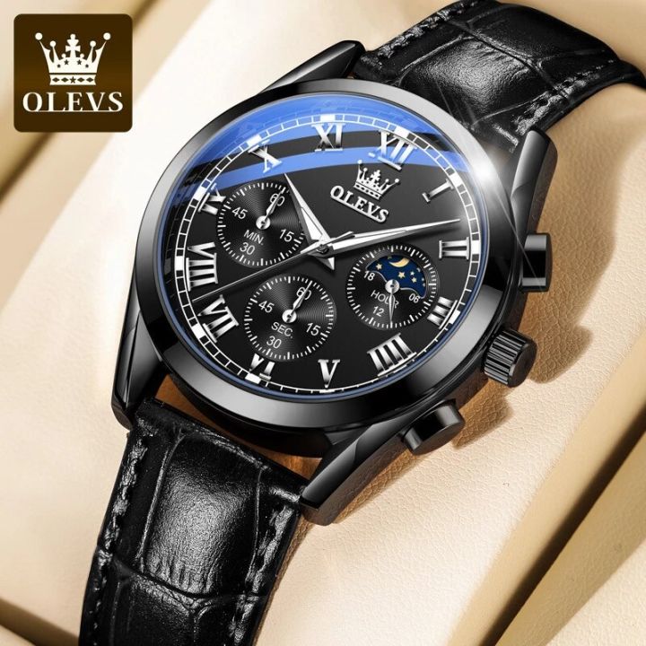 OLE-VS 2872 Waterproof Business Dress Analog Quartz Calendar Wristwatch Luxury Brand Date Sport Leather Luminous Clock Watch