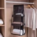 6 Pockets Hanging Storage Bag Purse Handbag Tote Bag Storage Organizer Closet Rack Hangers.