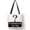 Personal Customize Women Tote Bag Linen Canvas Bag With Print Logo Custom Your Pictures Shopping Bags DIY Hand Shoulder Bags.