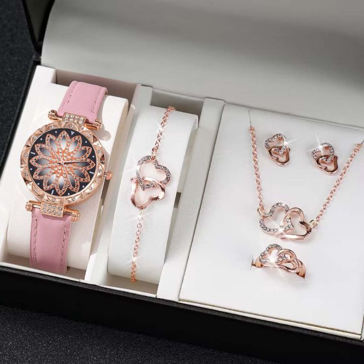 Elevate%20Your%20Style%20with%20This%20Women's%20Heart%20Diamond%20Jewelry%20and%20Designer%20Watch%20Set%20for%20Girls%20Luxury%20Stylish%20Watch%20-%20Image%204