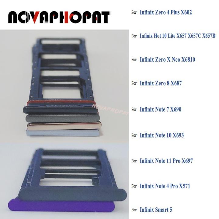 Novaphopat Tray For Zero 4 X 8 Neo Hot 10 Lite Note 4 7 10 11 Pro Plus X657 X693 Sim Holder Slot Adapter Reader