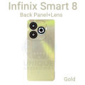 For Infinix Smart 8 X6525 Side Frame + Back Panel Housing + Camera Glass Back shell Replacement Spare Parts. 