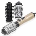 Rotating Hair Dryer Brush Hot Air Brush Hair Styler 3 In 1 Professional Curling Iron Hair Straightener Tool Replaceable 2 Heads. 