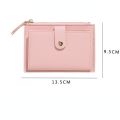 Women PU leather short pocket buckle zipper wallet Korean mini plain color flap trend purse multi-card high capacity card holder. 