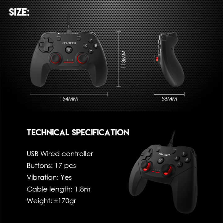 FANTECH%20REVOLVER%20GP12%20Gamepad%20Wired%20PC%20Game%20Controller%20Joystick%20Dual%20Vibration%20For%20Windows%20PC%20PS3%20Playstation%20Android%20-%20Image%205