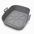 Reusable Silicone Air Fryer Liner with Handles Square Non-Stick Silicone Baking Tray, Heat Resistant Food Grade Silicone Basket Insert for Air Fryers, Oven, Microwave & Dishwasher Safe.
