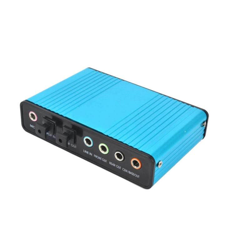 USB 6 Channel 5.1 / 7.1 Surround External Sound Card PC Laptop Desktop Tablet Audio Optical Adapter Card Durable Easy to Use (Blue)