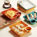 HelloWorld Serving Plate Smooth Edges Compartment Design Snack Tray. 