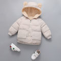Children's down and Wadded Jacket Boys and Girls Children Fleece-Lined Thickened Hooded Cotton-Padded Jacket Baby Winter Mid-Length Warm Coat. 