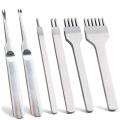 New NANLIY- 6Pc 1/2/4/6 Prong DIY Diamond Lacing titching Chiel et Leather Edge kiving DIY Craft Tool, Indutrial Grade White teel Leather Craft Kit - Rugged Durable (4mm). 