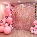 1*2M 3D Rose Gold Shimmer Wall Stickers Pneumatic Sequins Art Panel Mirror Wall Cloth Wedding Birthday Party Backdrop Decor. 
