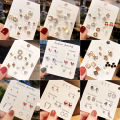 6 Pairs One Week Stud Earrings Sweet Korean Style Earrings Set For Women Girls Jewely Gift. 