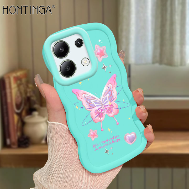 Hontinga%20for%20Redmi%20Note%2013%204G%20Back%20Cover%20Pink%20Butterfly%20Pattern%20Luxury%20Phone%20Cover%20Soft%20Silicone%20Macaron%20Wave%20Mobile%20Case%20-%20Image%202