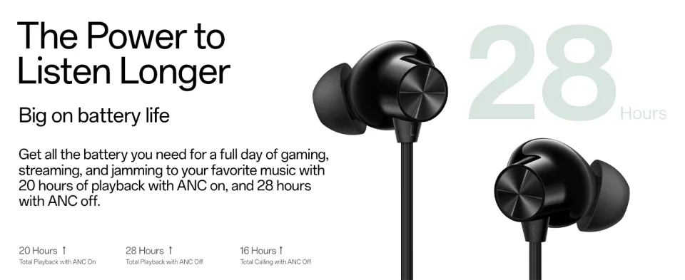 OnePlus Bullets Wireless Z2 ANC Wireless Earphones Mic 45dB