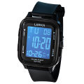 New Mens Watch Digital Movement Rubber Belt Waterproof Durable Date Dat Stopwatch and Alarm Display Light. 