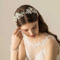Women Silver Leaf Rhinestones Heabdand Wedding Hair Jewelry Bridal Hair Accessories for Bride Women.