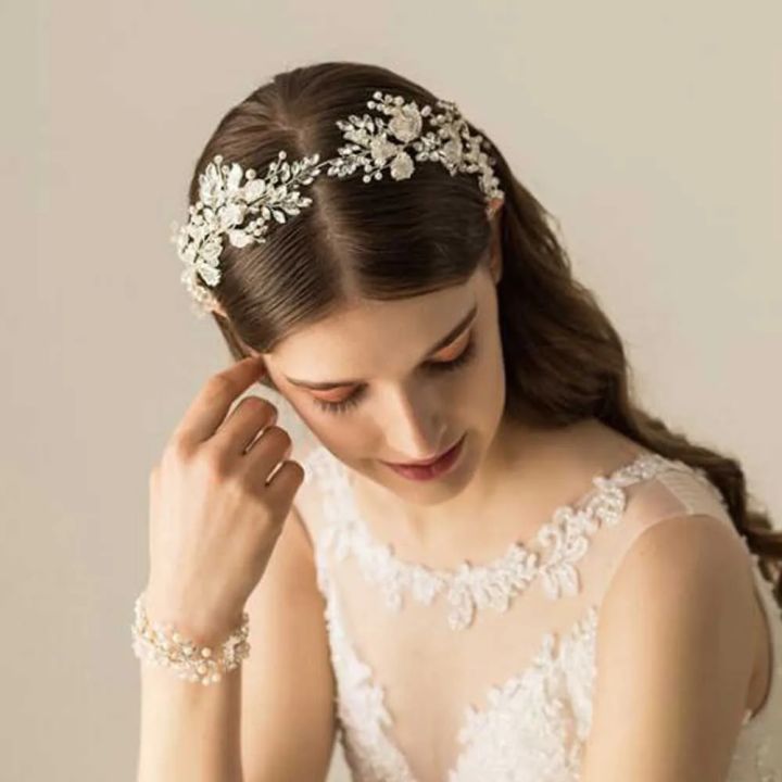Women%20Silver%20Leaf%20Rhinestones%20Heabdand%20Wedding%20Hair%20Jewelry%20Bridal%20Hair%20Accessories%20for%20Bride%20Women%20-%20Image%203