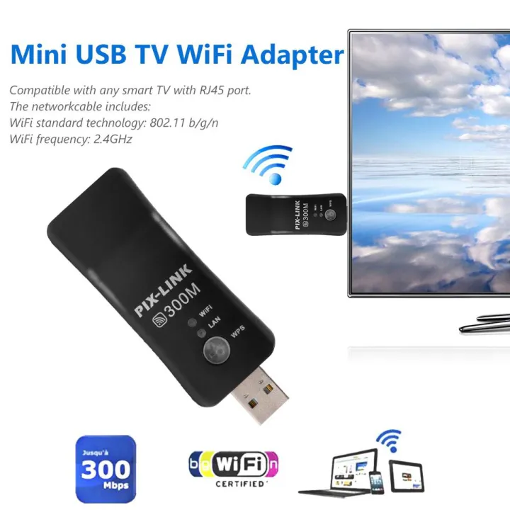 Wireless USB Universal 300Mbps Smart TV Wifi Adapter TV Sticks RJ-45 Ethernet Network for Samsung Sony LG TV