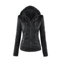 Faux Leather Jacket for Women, Female Winter Coat, Motorcycle Jacket, Faux Suede, PU Zipper Hoodies, Outerwear,. 