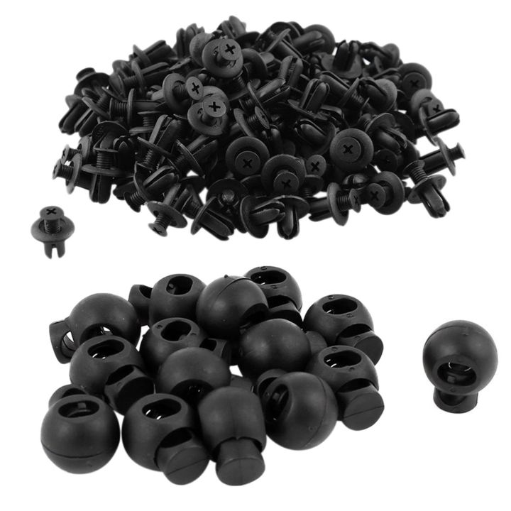 135 Pcs Accessories: 15 Pcs Adjustable Round Toggle Spring Loaded Rope Lanyard Cord Locks & 120 Pcs 8Mm Car Hole Plastic Rivets Fastener Bumper Push Pin Clips Clip