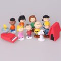 12pcs/set Snoopy Cartoon Charlie Brown And Friends Beagle Woodstock Peanuts Girl Kid Toy Animiation Action Figure Kids Toy Gift Miniature Model.