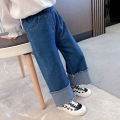 Girls' wide-leg pants spring new Korean version of foreign casual loose jeans for small children. 