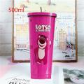 Hello Kitty Stainless Steel Straw Cup Large Capacity Coffee Mug Portable Double Layer Insulation Cups  Tumbler Drinkware. 