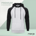 Premium Full Sleeve Raglan Hoodie For Men - Gray Melange.