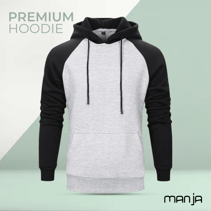 Premium Full Sleeve Raglan Hoodie For Men - Gray Melange