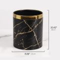 Metal Small Office Trash Can,Kitchen Garbage Can,Bathroom Wastebasket Bin covered marble texture PU leather 2.6Gallon Trash Can.