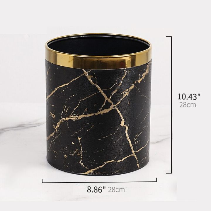 Metal%20Small%20Office%20Trash%20Can,Kitchen%20Garbage%20Can,Bathroom%20Wastebasket%20Bin%20covered%20marble%20texture%20PU%20leather%202.6Gallon%20Trash%20Can%20-%20Image%206