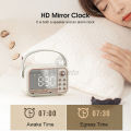 Wiresto Mirror Bluetooth Speaker Wireless Music Player Digital Alarm Clock Multifunction LED Retro Handheld Speaker TF Card AUX. 