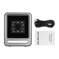 Hands-free USB Wired 1D 2D QR ba-rcoder Scanner Desktop Omnidirectional ba-r Code Reader Platform with Top Trigger Button Support Continue Scan/Auto Sense Mode for Supermarket Retail Store Mo-bile Payment Computer Screen.