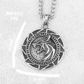 Viking Stainless Steel Wolf Head Necklace Men Odin Symbol Amulet Pendant Necklace Jewelry Vintage Accessories Wholesale.