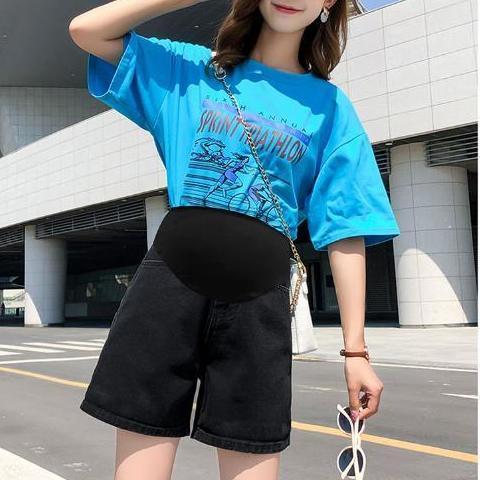 2023Summer%20New%20Pregnant%20Women's%20Denim%20Shorts%20Artistic%20Retro%20Loose%20Shorts%20Belly%20Support%20Pants%20High%20Waist%20Slimming%20Summer%20Fashion%20-%20Image%205