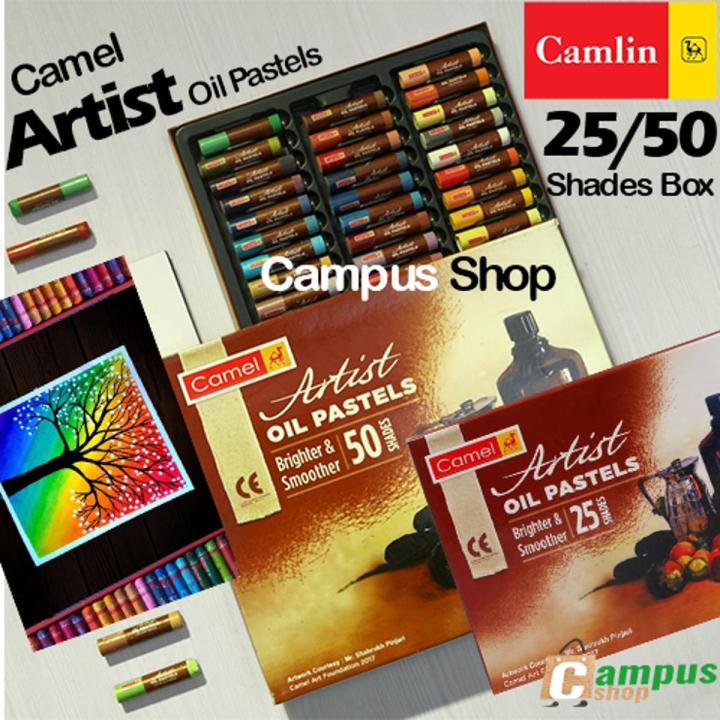 Camel Artist Oil Pastels 25 & 50 shades Box for professional artists.