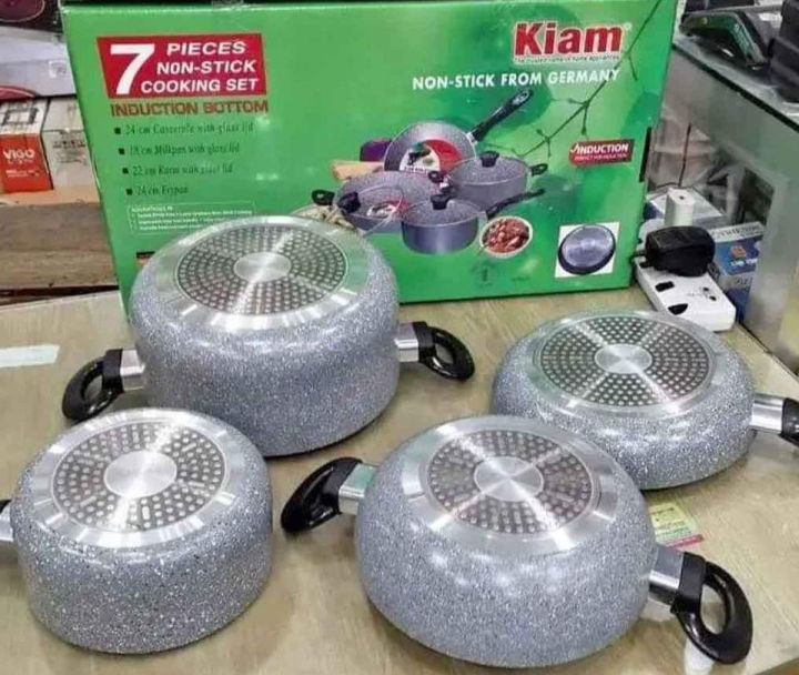 Kiam Marble Coated 7 Pcs Cookware Set Ib Induction Bottom Daraz Bd