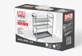 SKB Cookware Wall Hanging 3 Layer Stainless Steel Dish Rack (Square) 18 & 20 Plate - High Quality with Glass & Spoon Holder. 