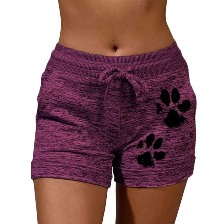 2021%20Woman%20Shorts%20Women%20High%20Waist%20Cats%20Claw%20Print%20Drawstring%20Quick%20Dry%20Elastic%20Sports%20Shorts%20Women's%20Clothing%20Solid%20Color%20-%20Image%206