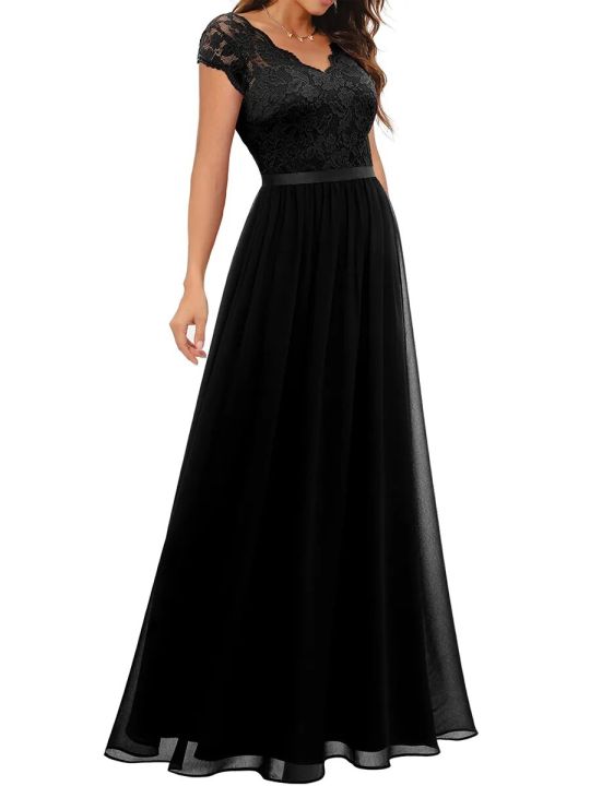 Women%20Lace%20Patchwork%20Maxi%20Long%20Evening%20Dress%20Solid%20Color%20Backless%20V%20Neck%20High%20Waist%20Dress%20Wedding%20Party%20Dress%20-%20Image%205