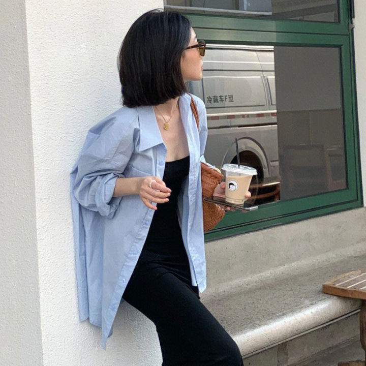 Cold%20Style%20High-Grade%20Casual%20Blue%20Loose%20Long-Sleeved%20Shirt%20for%20Women%20Spring%20New%20Mid-Length%20Coat%20Top%20Niche%20-%20Image%205