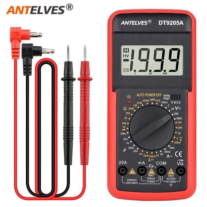 DT9205A Professional Multimeter Digital DC Voltage Amp Transistor Tester Ohm hFE Capacitance DMM Multimetro Electrical Tools