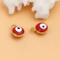 20 PCs Enamel Evil Eye Charms Zinc Based Alloy Religious Round Charms Gold Color Silver Color For DIY Jewelry Making 9*7mm. 