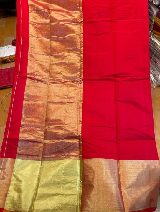 Red And Green Combination 12 Hand Half Silk Saree For Women - Sari