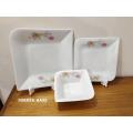 3 Pcs Square Dinner Set , 1Pcs Rice Plate, 1Pcs Vegetable Plate, 1Pcs Curry Bowl/Plate Set, 3 Pcs Ceramic Dining Denner Set Plate-White. Siam Set Dinner. CD:A80.. 
