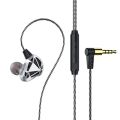 QKZ AK7 3.5mm Wired Headphones Musician HiFi Earphone Dual Drive Bass Stereo Headset Games Sports Earphones with Microphone. 